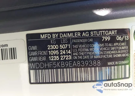 2014 Mercedes-Benz E 350 z USA, uszkodzony, nr VIN WDDHF5KB9EA839388